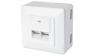 DIGITUS Aufputzdose Kat.6, Klasse E, 2 x RJ45, geschirmt