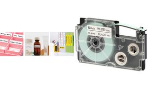 CASIO XR Schriftbandkassette, schwarz auf wei, 9 mm / 8 m