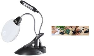 WEDO Tischlupe mit LED-Licht, mit Tischzwinge, schwarz
