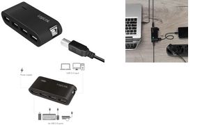 LogiLink USB 2.0 Hub mit Netzteil, 4 Port, schwarz