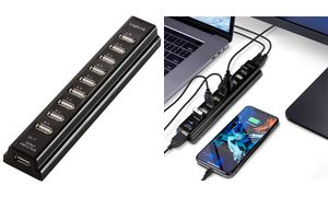 LogiLink USB 2.0 Hub mit Netzteil, 10-Port, schwarz