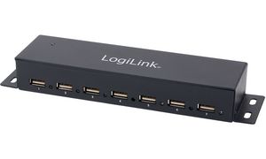 LogiLink USB 2.0 Hub fr Wandmontage, 7 Port, Metallgehuse