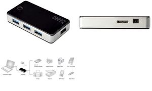 DIGITUS USB 3.0 Hub, 4-Port, schwarz, inkl. Netzteil