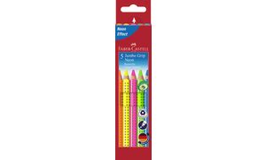 FABER-CASTELL Dreikant-Buntstifte Jumbo GRIP Neon, 5er Etui