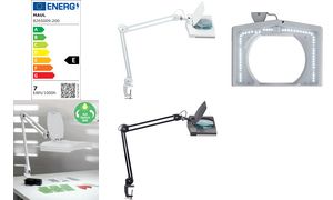 MAUL LED-Lupenleuchte MAULvitrum, Klemmfu, wei