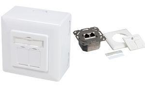 LogiLink Aufputz- und Unterputzdose Kat. 6, 2 x RJ45
