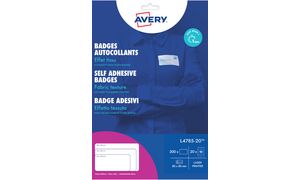 AVERY Badges adhésifs, 80 x 50 mm, blanc / liseré bleu