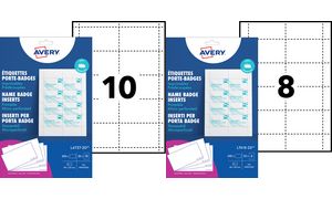 AVERY Inserts imprimables pour badges, 54 x 90 mm, blanc