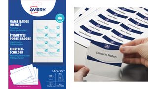 AVERY Inserts imprimables pour badges, 54 x 90 mm, blanc