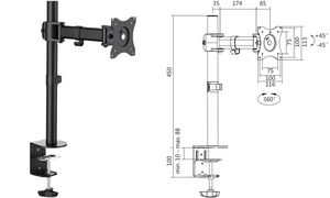 LogiLink TFT-/LCD-Monitorarm, Armlnge: 274 mm, schwarz