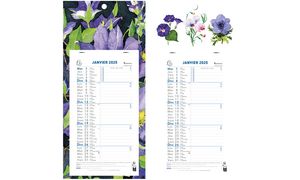 EXACOMPTA Calendrier mural 2025, 330 x 160 mm, fond Fleurs