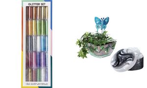 folia Glitterpulver-Set, 30 Dosen  3 g, farbig sortiert