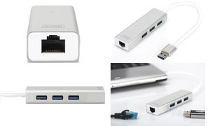 DIGITUS USB 3.0 Hub & Gigabit LAN Adapter, 3-Port
