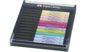 FABER-CASTELL Tuschestift PITT artist pen, 12er Etui Pastell