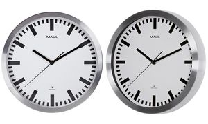 MAUL Wanduhr/Funkuhr MAULpilot, Durchmesser: 300 mm, silber