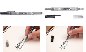 Tombow Kalligraphie-Stift Fudenosuke Twin, schwarz/grau