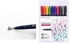 Tombow Kalligraphie-Stift Fudenosuke, Hrtegrad 1, 10er-Set