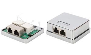 DIGITUS Aufputzdose Kat.6, 2 x RJ45, geschirmt, silber