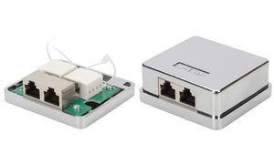 DIGITUS Aufputzdose Kat.6A, 2 x RJ45, geschirmt, silber