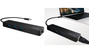 LogiLink USB 3.0 Hub mit USB-C 3.1 Gen1 Anschluss + Gigabit