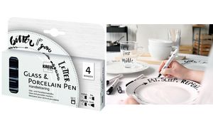 KREUL Glass & Porcelain Pen Handlettering, 4er-Set