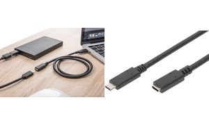 DIGITUS USB 3.1 Verlngerungskabel, schwarz, 0,7 m