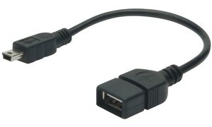 DIGITUS USB 2.0 Adapterkabel, Mini USB-B - USB-A, 0,2 m