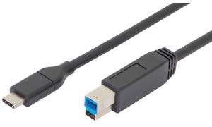 DIGITUS USB 3.0 Anschlusskabel, USB-C - USB-B Stecker, 1,8 m