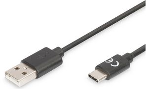 DIGITUS USB 2.0 Anschlusskabel, USB-C - USB-A Stecker, 3,0 m