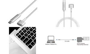 LogiLink USB-C - Apple MagSafe 2 Ladekabel, silber