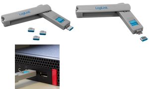 LogiLink USB-C Sicherheitsschloss, 1 Schlssel / 4 Schlsser