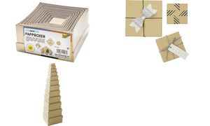 folia Pappboxen NATUR, eckig, 12 Stck sortiert