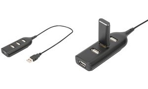 DIGITUS USB 2.0 Hub, 4-Port, Kabellnge: 300 mm, schwarz