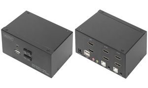 DIGITUS KVM Switch, 2-Port, Dual-Display, 4K, HDMI