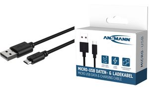 ANSMANN Daten- & Ladekabel, USB - Micro USB Stecker, 1,0 m