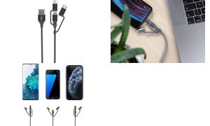 ANSMANN 3in1 Daten- & Ladekabel, Lightning/USB-C/Micro-USB