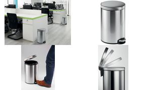 DURABLE Tret-Abfalleimer Edelstahl, rund, 12 Liter, silber