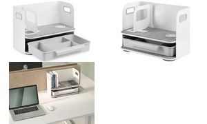 DIGITUS Schreibtisch Organizer mit Qi-Ladegert, wei/grau