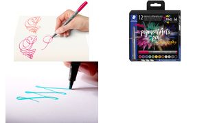 STAEDTLER Fasermaler pigment calligraphy pen, 12er Etui