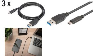 DIGITUS Daten- & Ladekabel-Set, USB-C - USB-A Stecker, 1,0 m