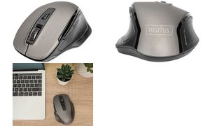 DIGITUS Optische Maus Ergonomic, 6 Tasten, schwarz/grau