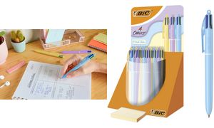 BIC Druckkugelschreiber 4 Colours Pastell, 30er Display