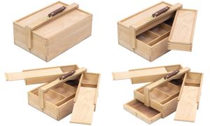 kangaro Knstler-Utensilienbox, 3 Etagen, Buchenholz