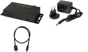 LogiLink USB 3.2 (Gen2) Combo Industrie-Hub, 4-Port, schwarz